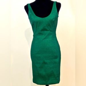 MILLY  Low back metallic green dress